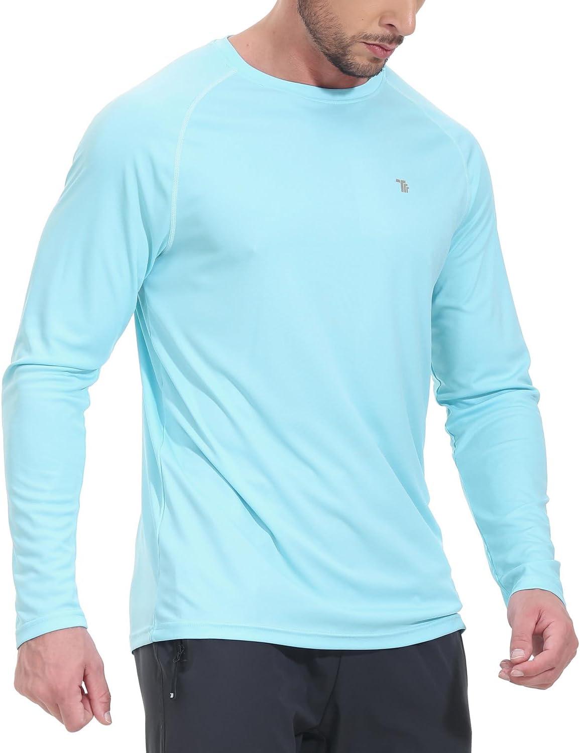 imageTBMPOY Mens Sun Protection Hiking Shirts Long Sleeve Water UPF 50 SPF UV Shirts Lightweight Fishing Hiking Swimming4light Blue