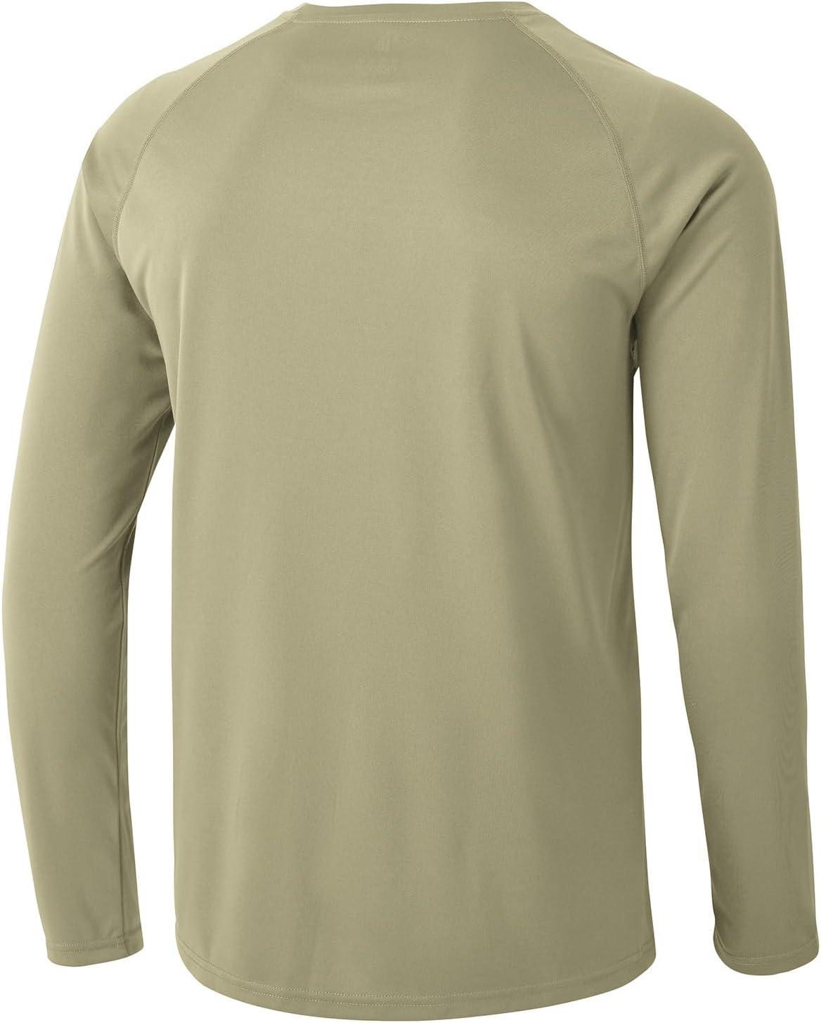 imageTBMPOY Mens Sun Protection Hiking Shirts Long Sleeve Water UPF 50 SPF UV Shirts Lightweight Fishing Hiking Swimming5khaki