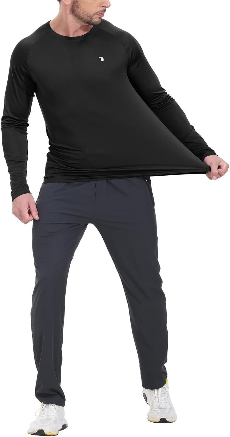 imageTBMPOY Mens Sun Protection Hiking Shirts Long Sleeve Water UPF 50 SPF UV Shirts Lightweight Fishing Hiking Swimming7black