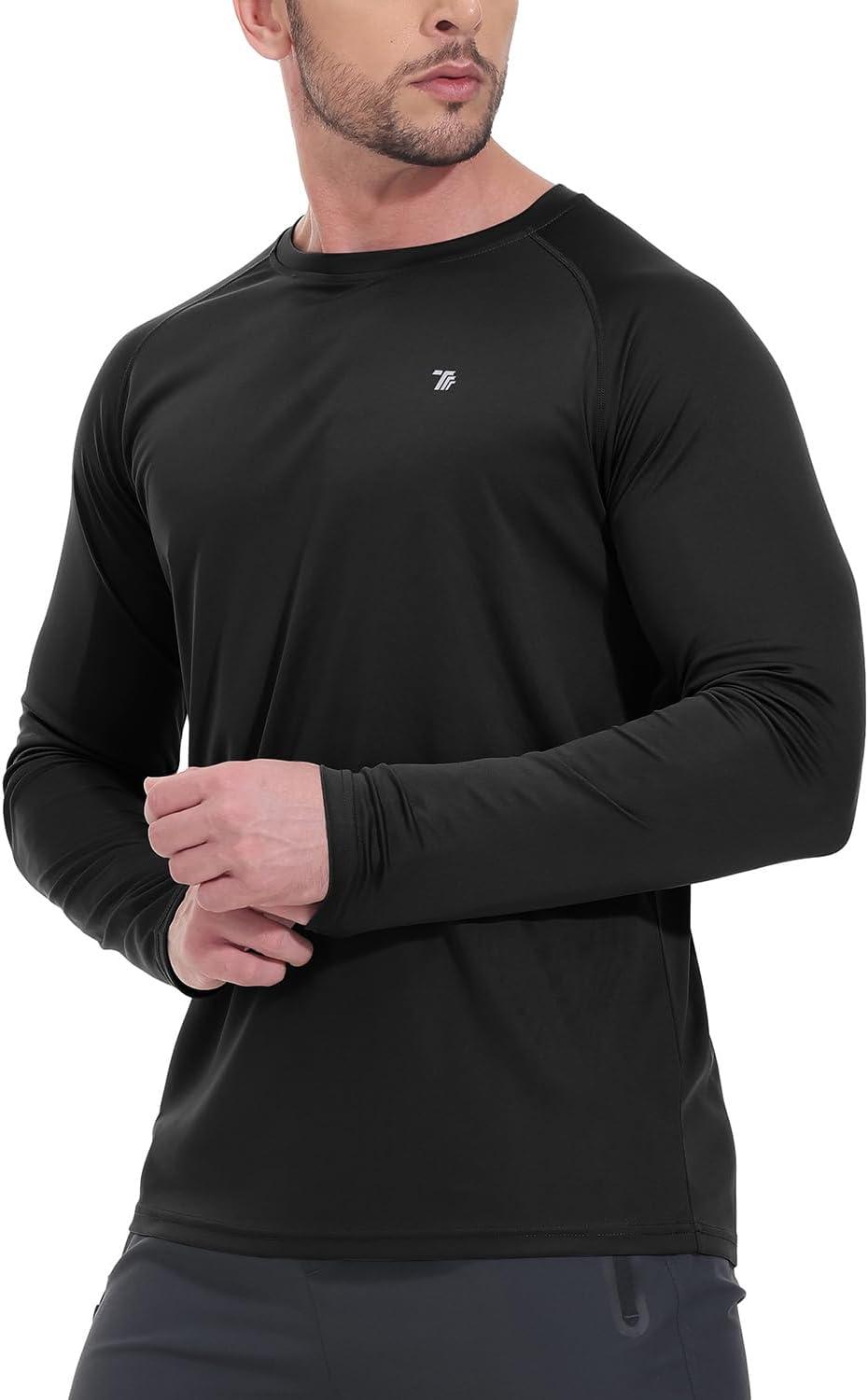 imageTBMPOY Mens Sun Protection Hiking Shirts Long Sleeve Water UPF 50 SPF UV Shirts Lightweight Fishing Hiking Swimming7black