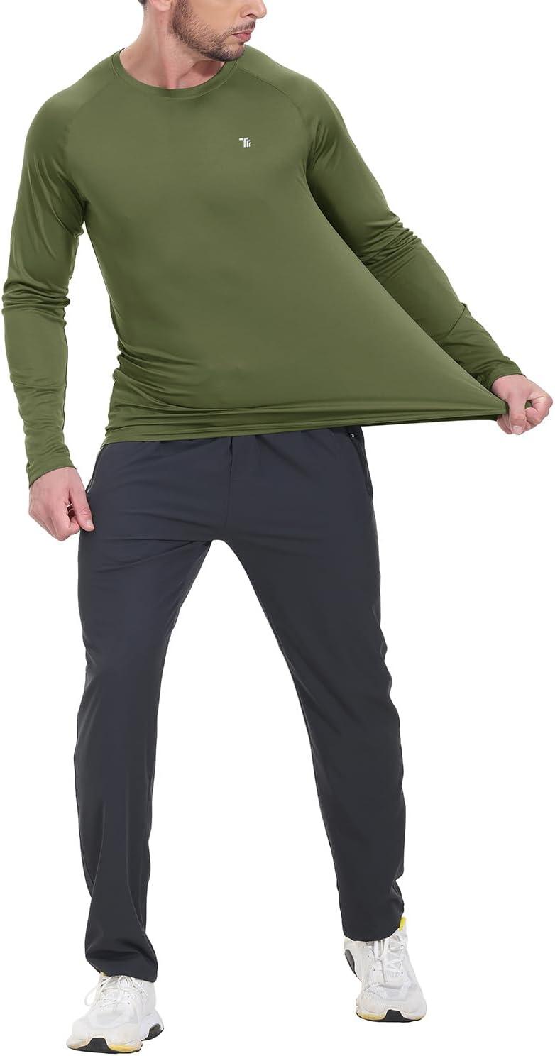 imageTBMPOY Mens Sun Protection Hiking Shirts Long Sleeve Water UPF 50 SPF UV Shirts Lightweight Fishing Hiking Swimming8army Green