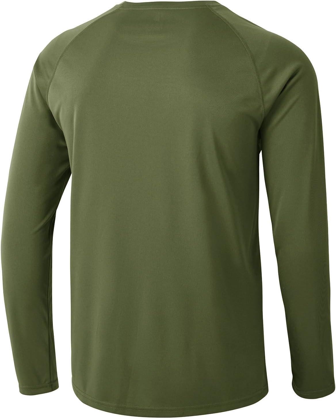 imageTBMPOY Mens Sun Protection Hiking Shirts Long Sleeve Water UPF 50 SPF UV Shirts Lightweight Fishing Hiking Swimming8army Green