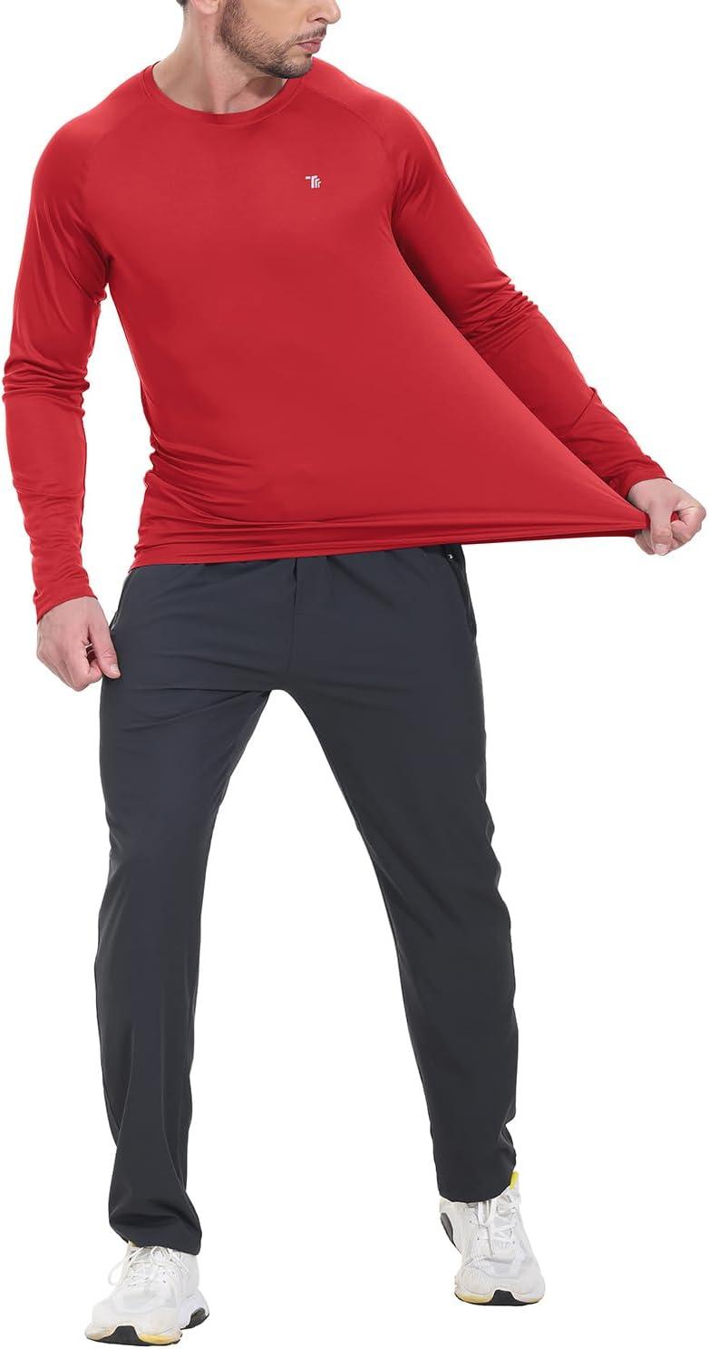 imageTBMPOY Mens Sun Protection Hiking Shirts Long Sleeve Water UPF 50 SPF UV Shirts Lightweight Fishing Hiking Swimming9red