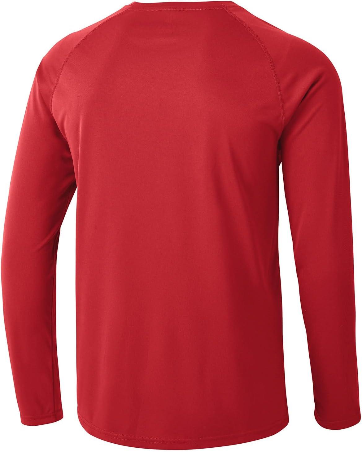 imageTBMPOY Mens Sun Protection Hiking Shirts Long Sleeve Water UPF 50 SPF UV Shirts Lightweight Fishing Hiking Swimming9red