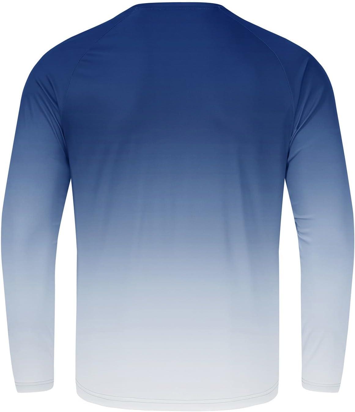 imageTBMPOY Mens Sun Protection Hiking Shirts Long Sleeve Water UPF 50 SPF UV Shirts Lightweight Fishing Hiking SwimmingDark Blue Gradient