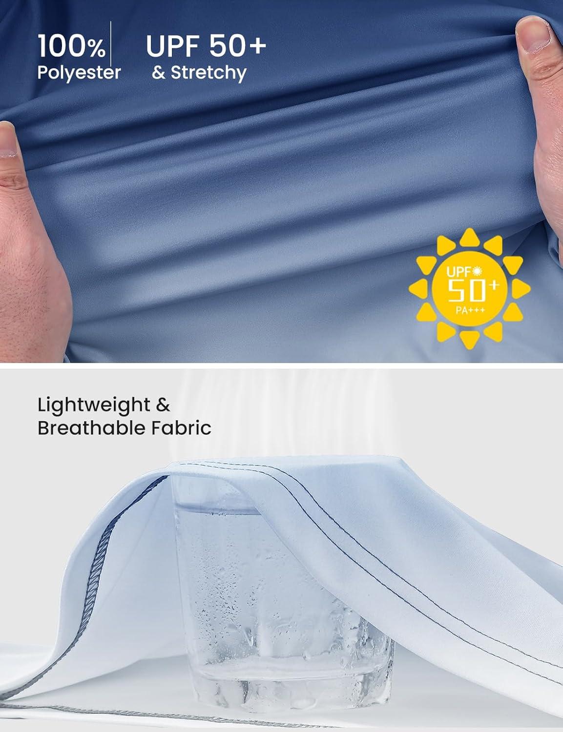 imageTBMPOY Mens Sun Protection Hiking Shirts Long Sleeve Water UPF 50 SPF UV Shirts Lightweight Fishing Hiking SwimmingDark Blue Gradient