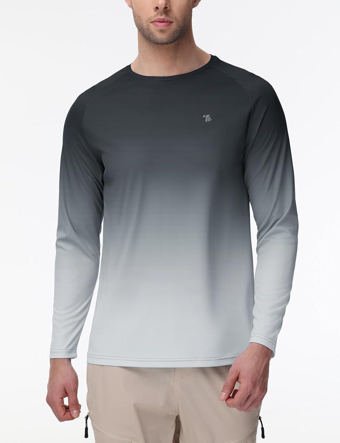 imageTBMPOY Mens Sun Protection Hiking Shirts Long Sleeve Water UPF 50 SPF UV Shirts Lightweight Fishing Hiking SwimmingDark Grey Gradient