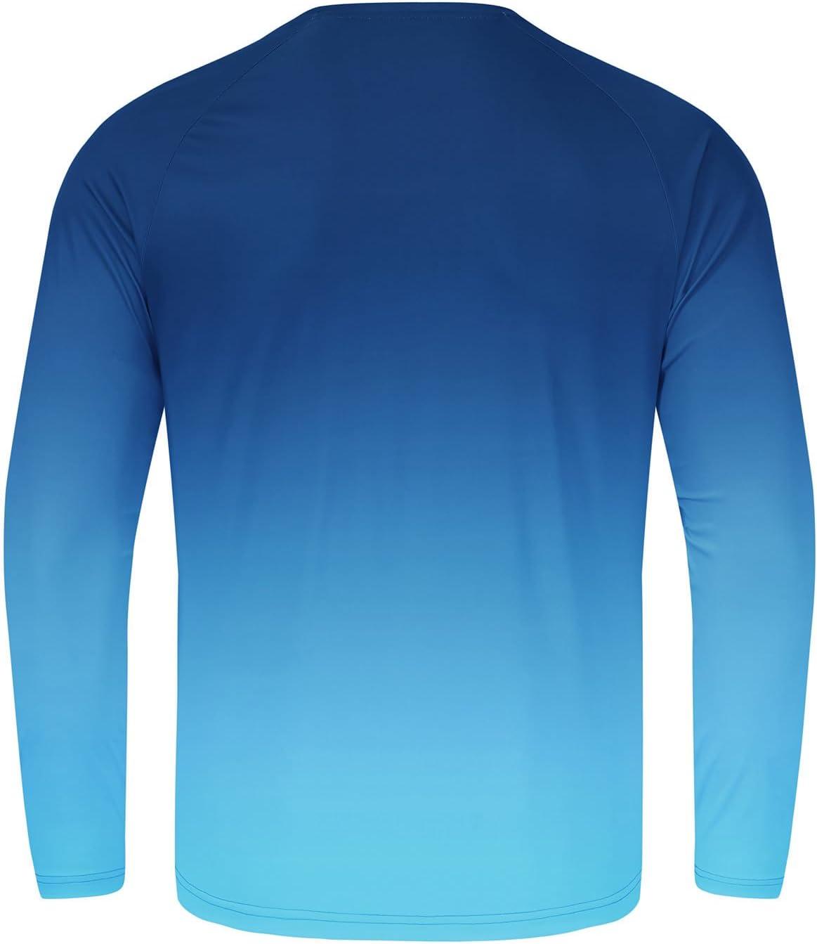 imageTBMPOY Mens Sun Protection Hiking Shirts Long Sleeve Water UPF 50 SPF UV Shirts Lightweight Fishing Hiking SwimmingLake Blue Gradient