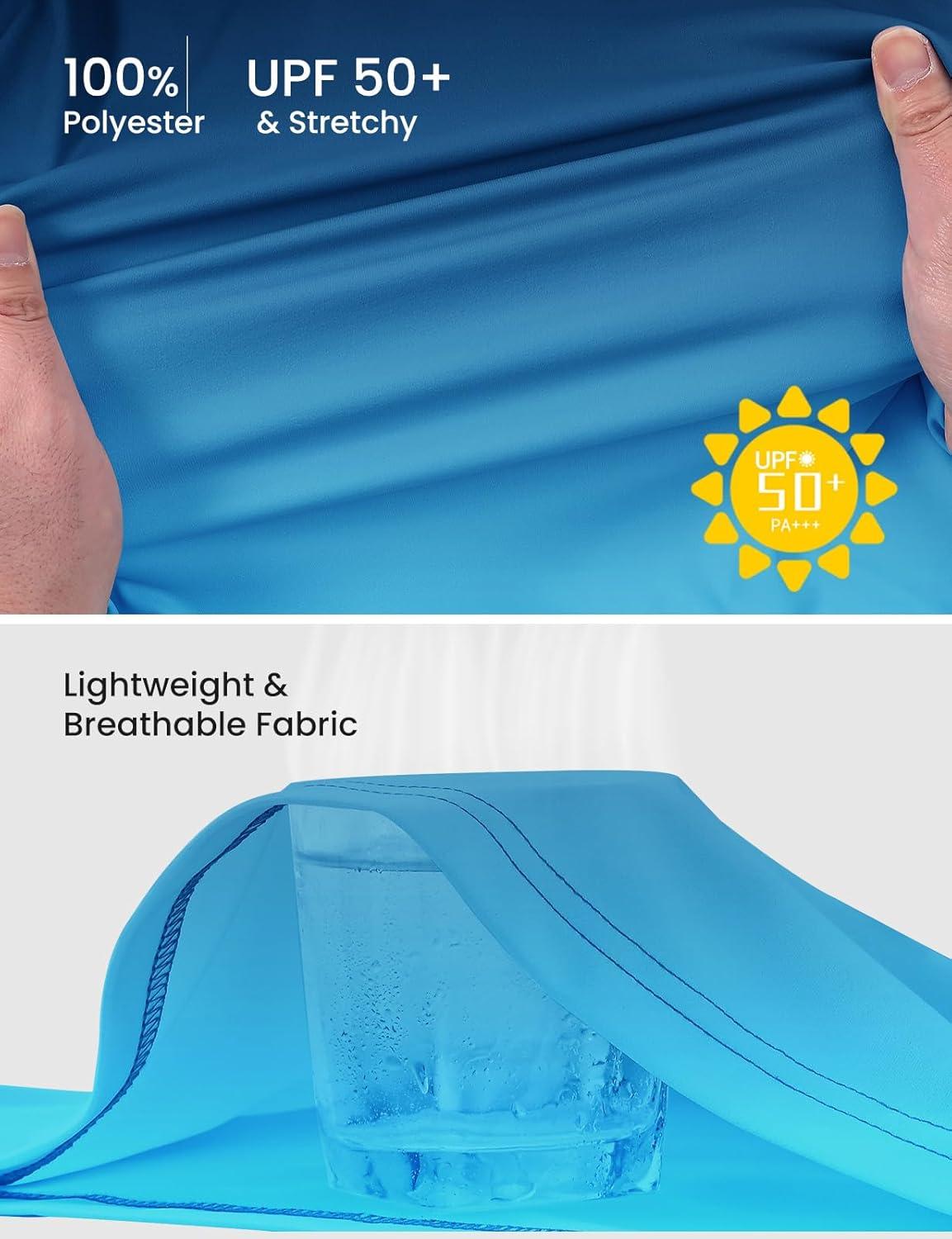 imageTBMPOY Mens Sun Protection Hiking Shirts Long Sleeve Water UPF 50 SPF UV Shirts Lightweight Fishing Hiking SwimmingLake Blue Gradient
