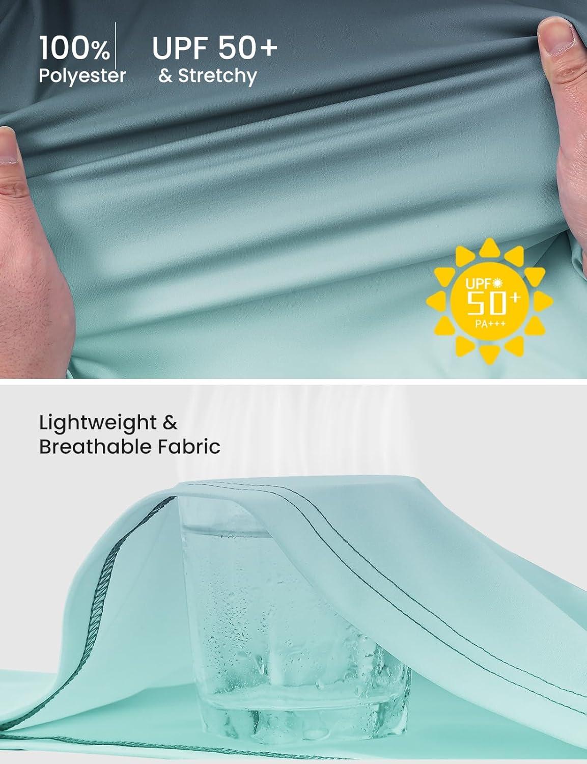 imageTBMPOY Mens Sun Protection Hiking Shirts Long Sleeve Water UPF 50 SPF UV Shirts Lightweight Fishing Hiking SwimmingLight Green Gradient