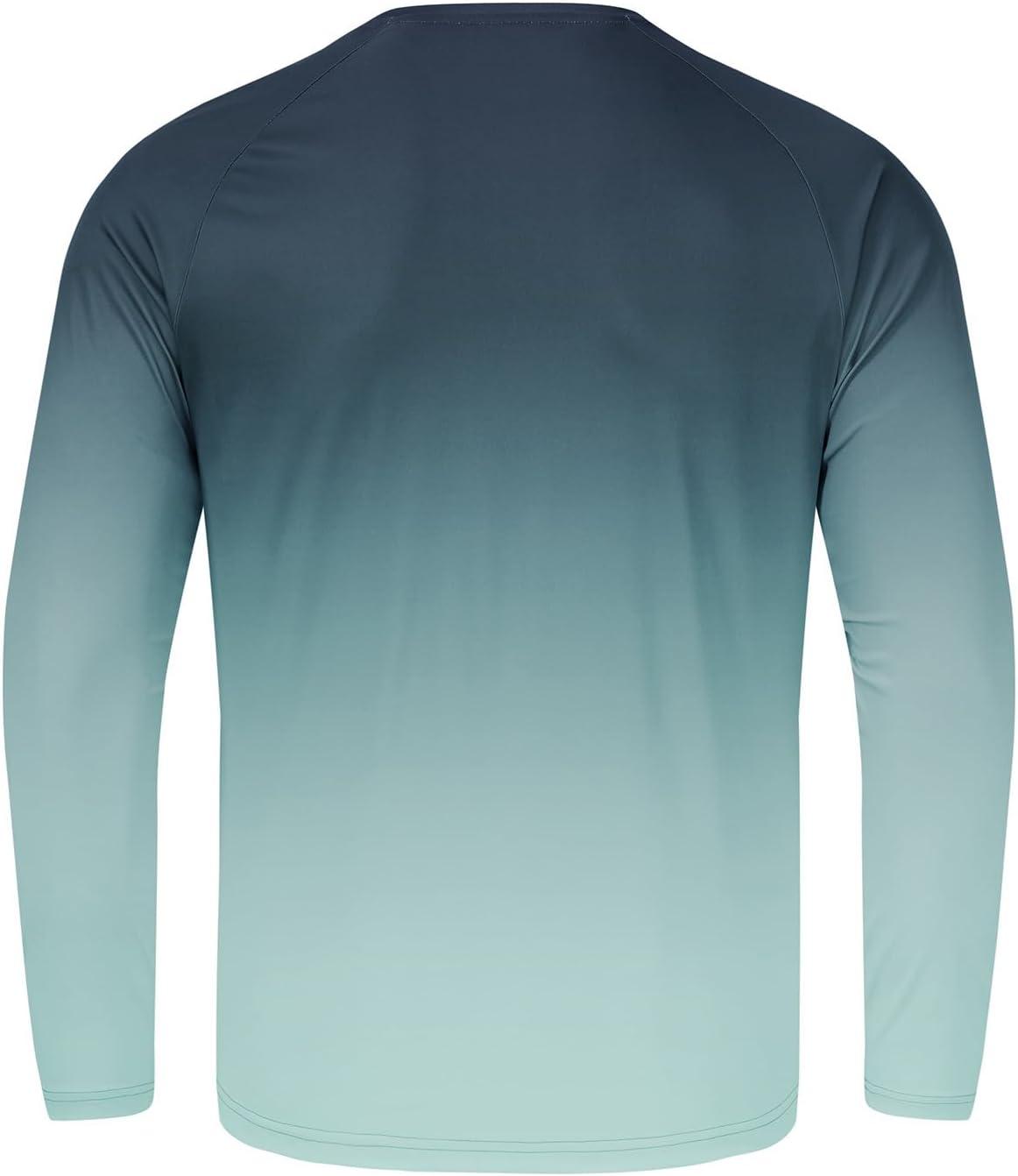 imageTBMPOY Mens Sun Protection Hiking Shirts Long Sleeve Water UPF 50 SPF UV Shirts Lightweight Fishing Hiking SwimmingLight Green Gradient