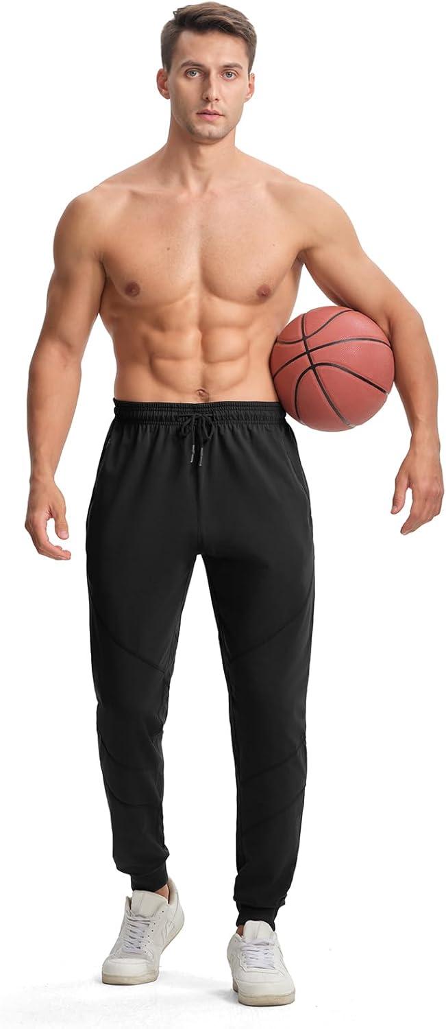 imageTBMPOY Mens Sweatpants with Zipper Pockets Lightweight Joggers Slim Fit Athletic Pants for Track Running WorkoutBlack