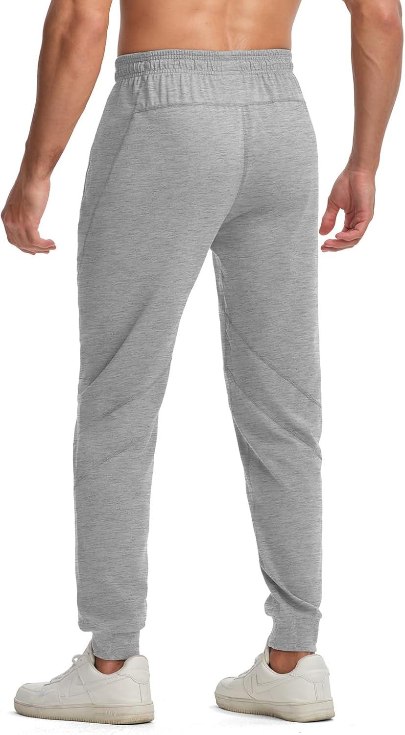 imageTBMPOY Mens Sweatpants with Zipper Pockets Lightweight Joggers Slim Fit Athletic Pants for Track Running WorkoutLight Grey