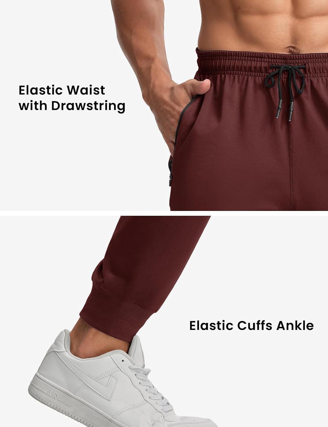 imageTBMPOY Mens Sweatpants with Zipper Pockets Lightweight Joggers Slim Fit Athletic Pants for Track Running WorkoutWine Red