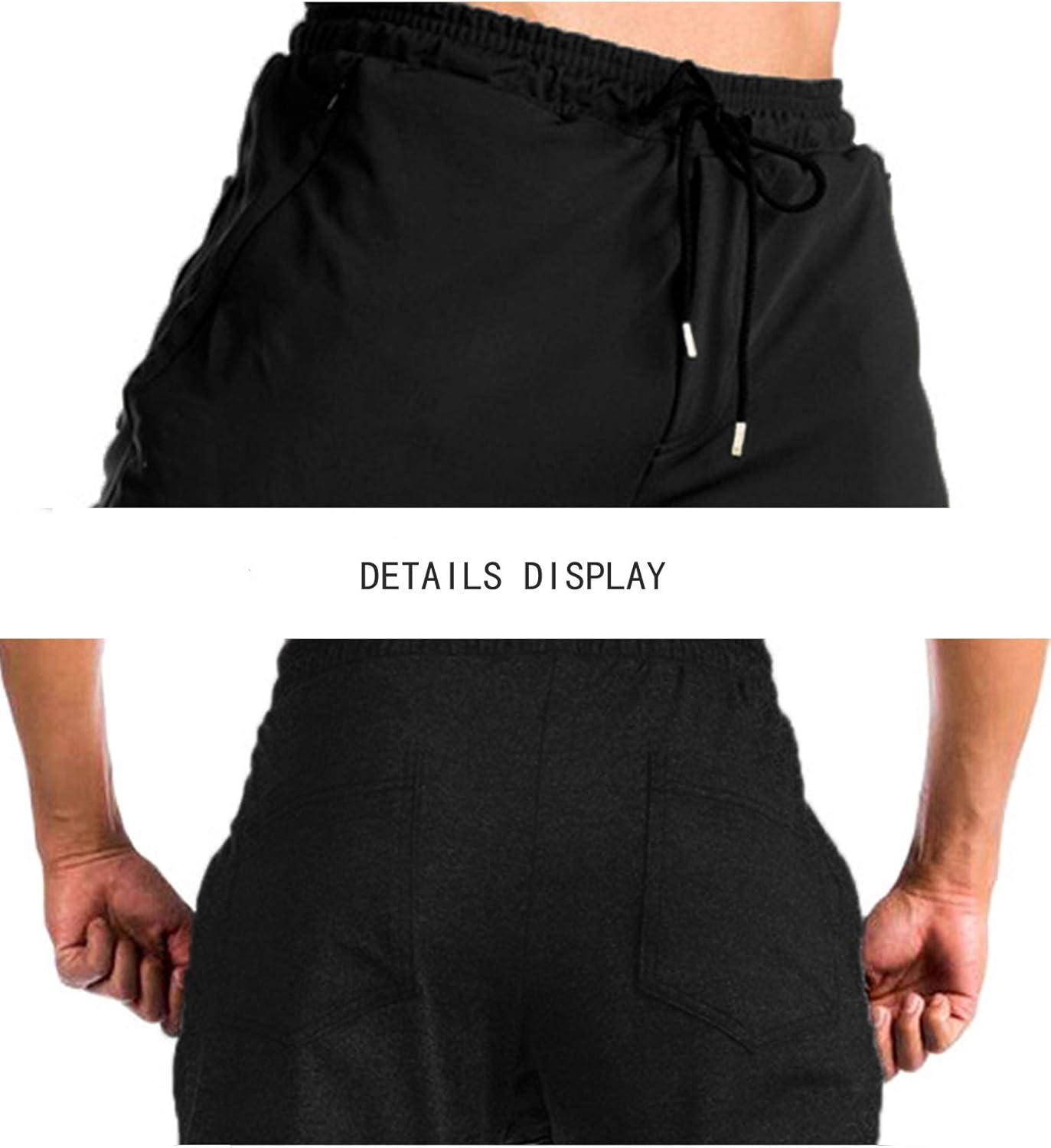 imageTBMPOY Mens Tapered Running Jogger Athletic Pants Gym Training Pants Black L