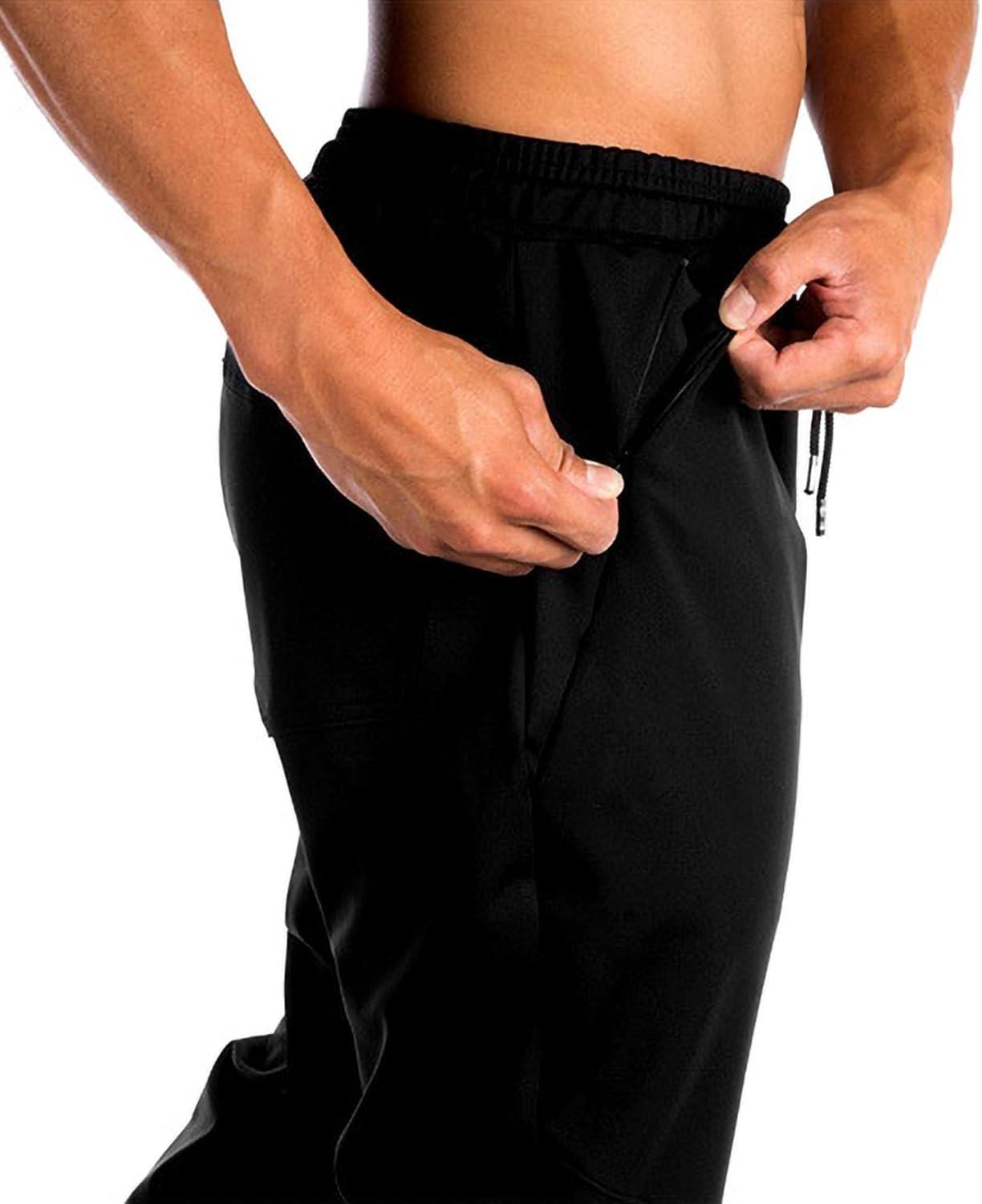 imageTBMPOY Mens Tapered Running Jogger Athletic Pants Gym Training Pants Black L