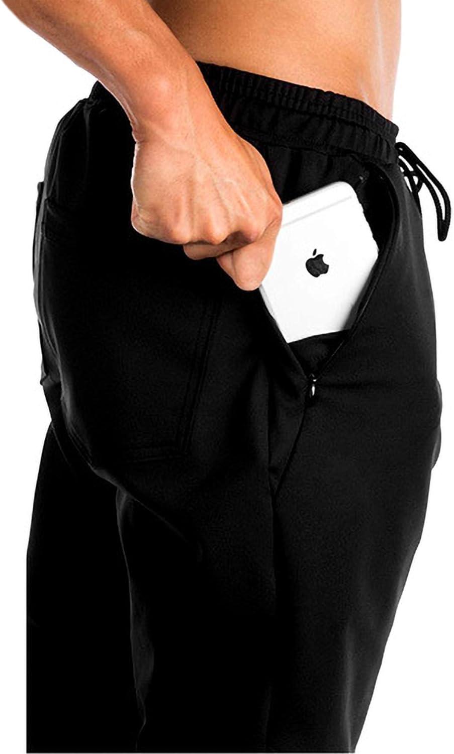 imageTBMPOY Mens Tapered Running Jogger Athletic Pants Gym Training Pants Black L