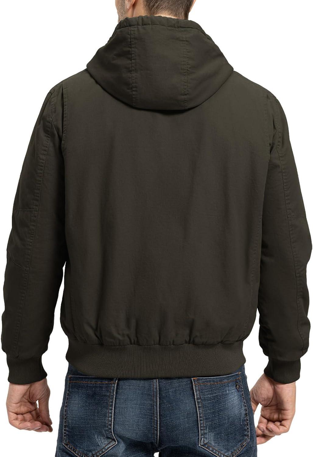 imageTBMPOY Mens Winter Jackets Hooded Work Cotton FLeece Lined Duck Coats Flannel Active Workwear CoatBrown