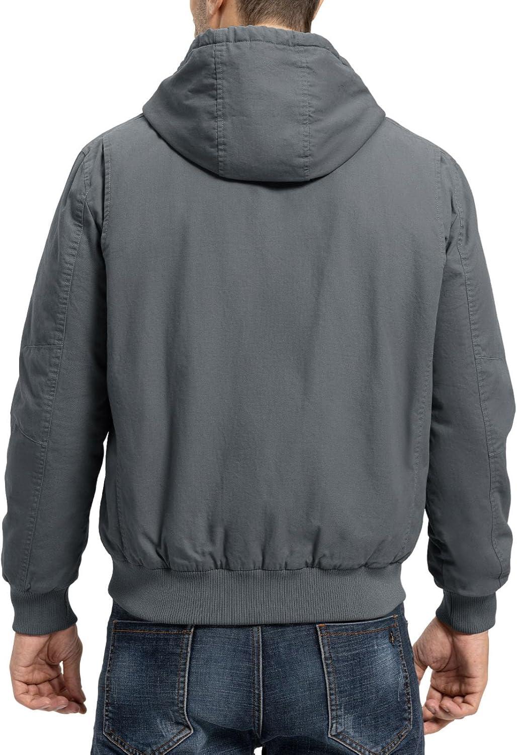 imageTBMPOY Mens Winter Jackets Hooded Work Cotton FLeece Lined Duck Coats Flannel Active Workwear CoatDark Grey