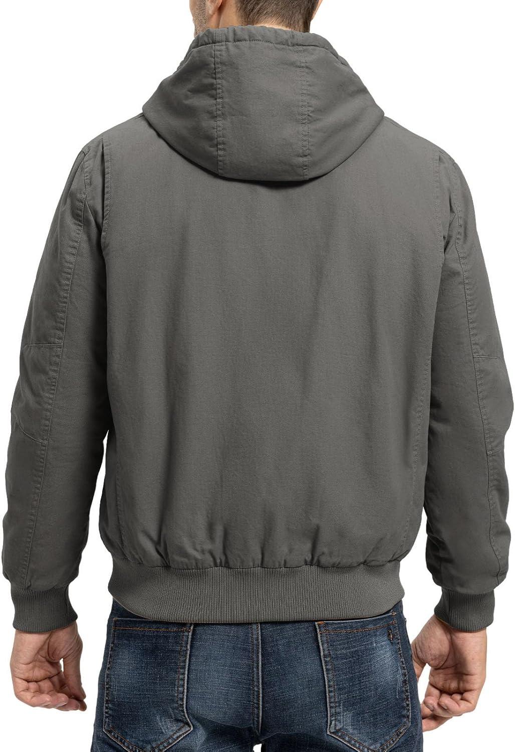 imageTBMPOY Mens Winter Jackets Hooded Work Cotton FLeece Lined Duck Coats Flannel Active Workwear CoatGrey