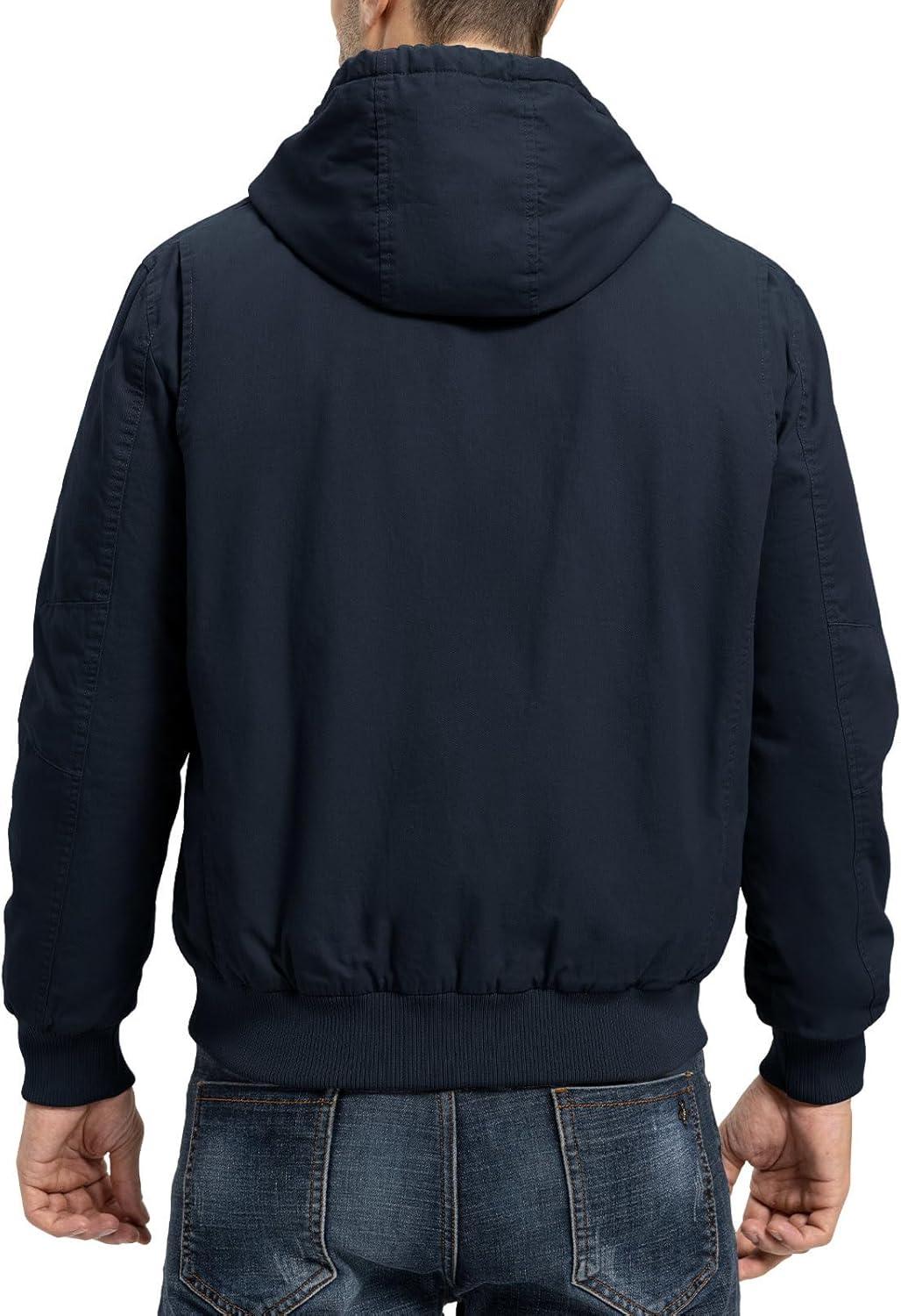 imageTBMPOY Mens Winter Jackets Hooded Work Cotton FLeece Lined Duck Coats Flannel Active Workwear CoatNavy