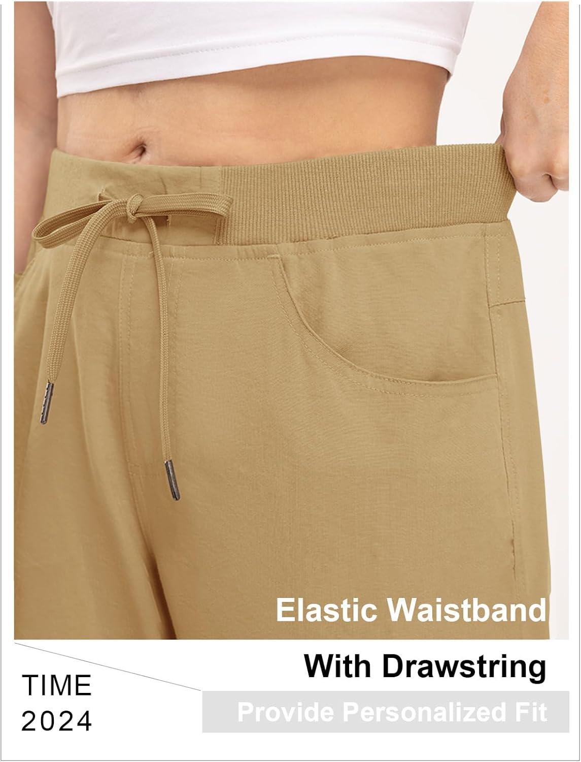imageTBMPOY Womens 10quot Hiking Cargo Shorts Lightweight Quick Dry Bermuda Loose Outdoor Casual 5 Pockets for Summer Golf TravelKhaki