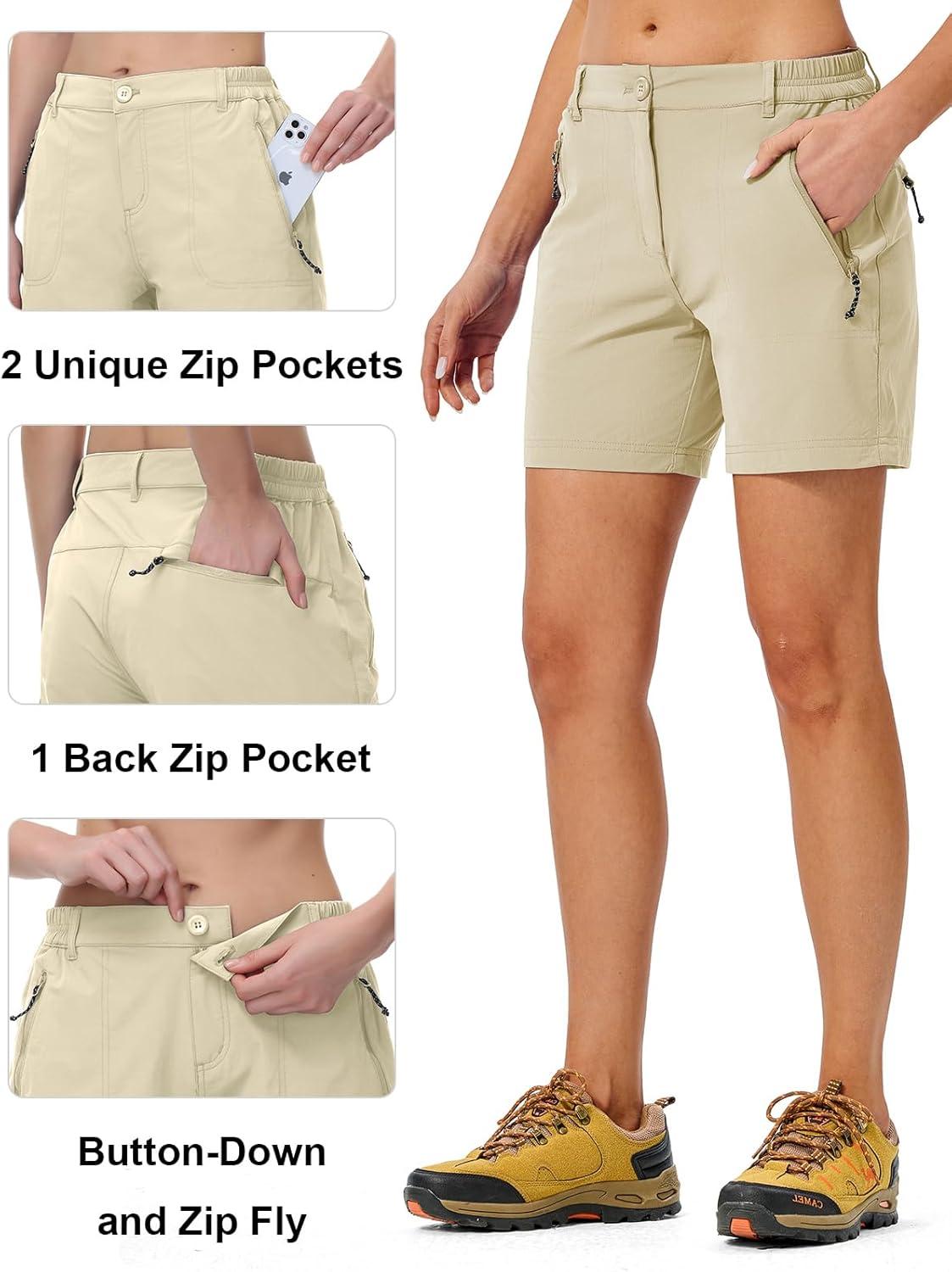 imageTBMPOY Womens 6quot Hiking Cargo Shorts Quick Dry with Pockets Work Golf Short Lightweight Outdoor Active Summer for Women6 Light Khaki