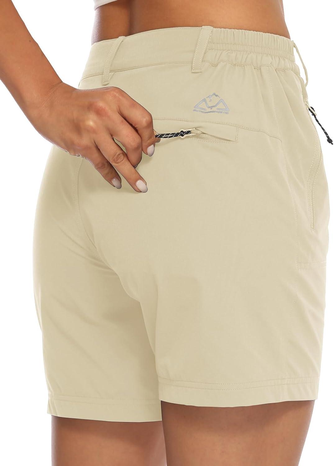 imageTBMPOY Womens 6quot Hiking Cargo Shorts Quick Dry with Pockets Work Golf Short Lightweight Outdoor Active Summer for Women6 Light Khaki