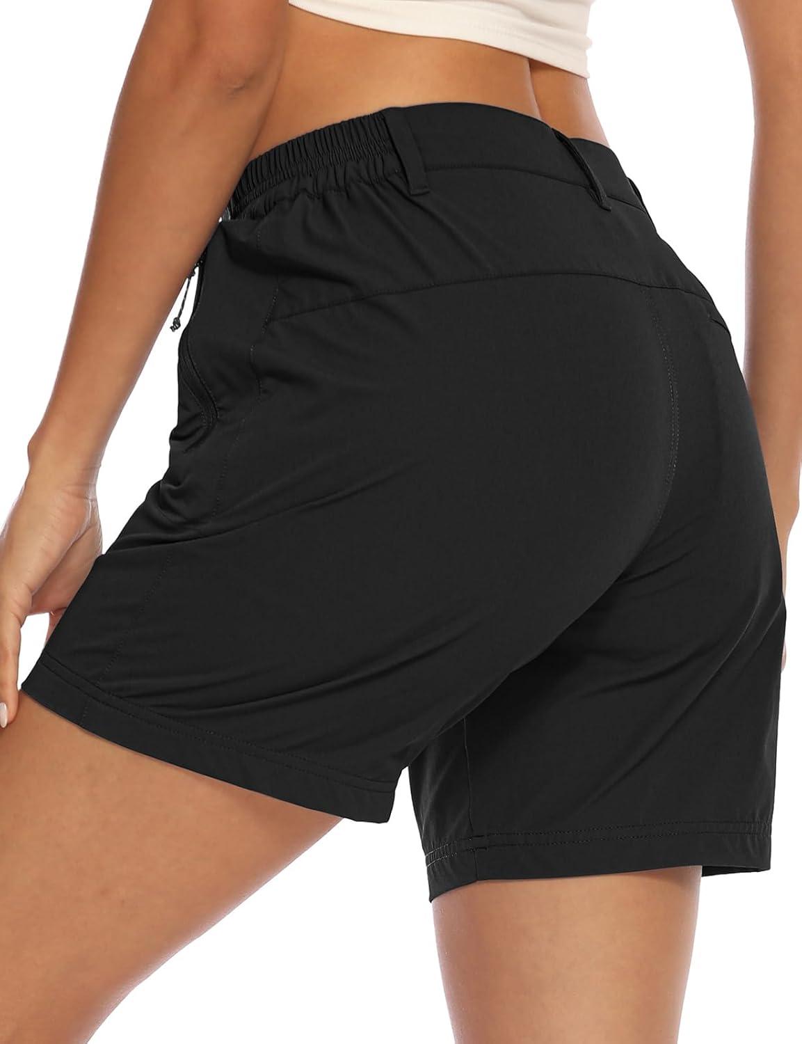 imageTBMPOY Womens 6quot Hiking Cargo Shorts Quick Dry with Pockets Work Golf Short Lightweight Outdoor Active Summer for Women6black