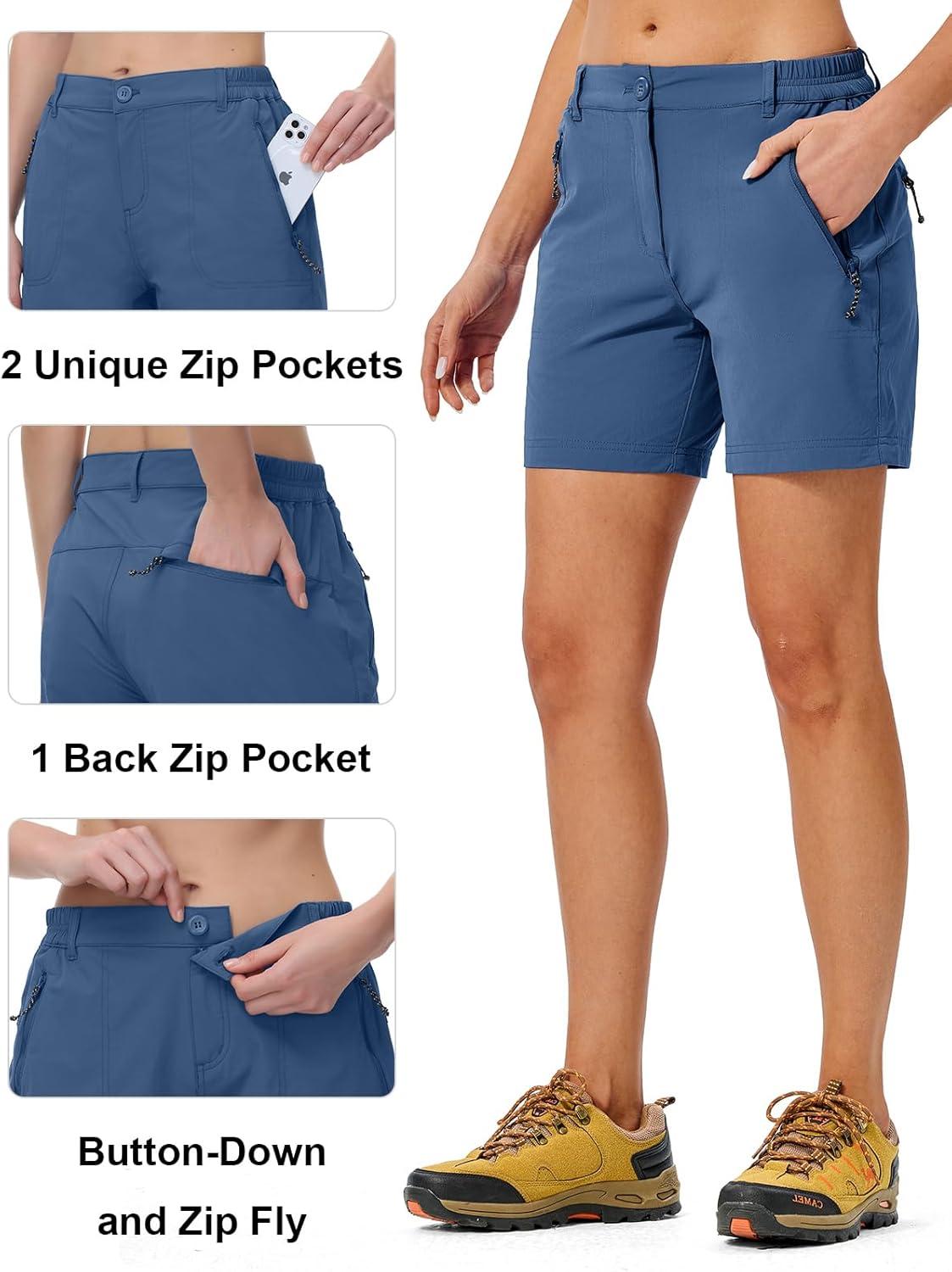 imageTBMPOY Womens 6quot Hiking Cargo Shorts Quick Dry with Pockets Work Golf Short Lightweight Outdoor Active Summer for Women6blue