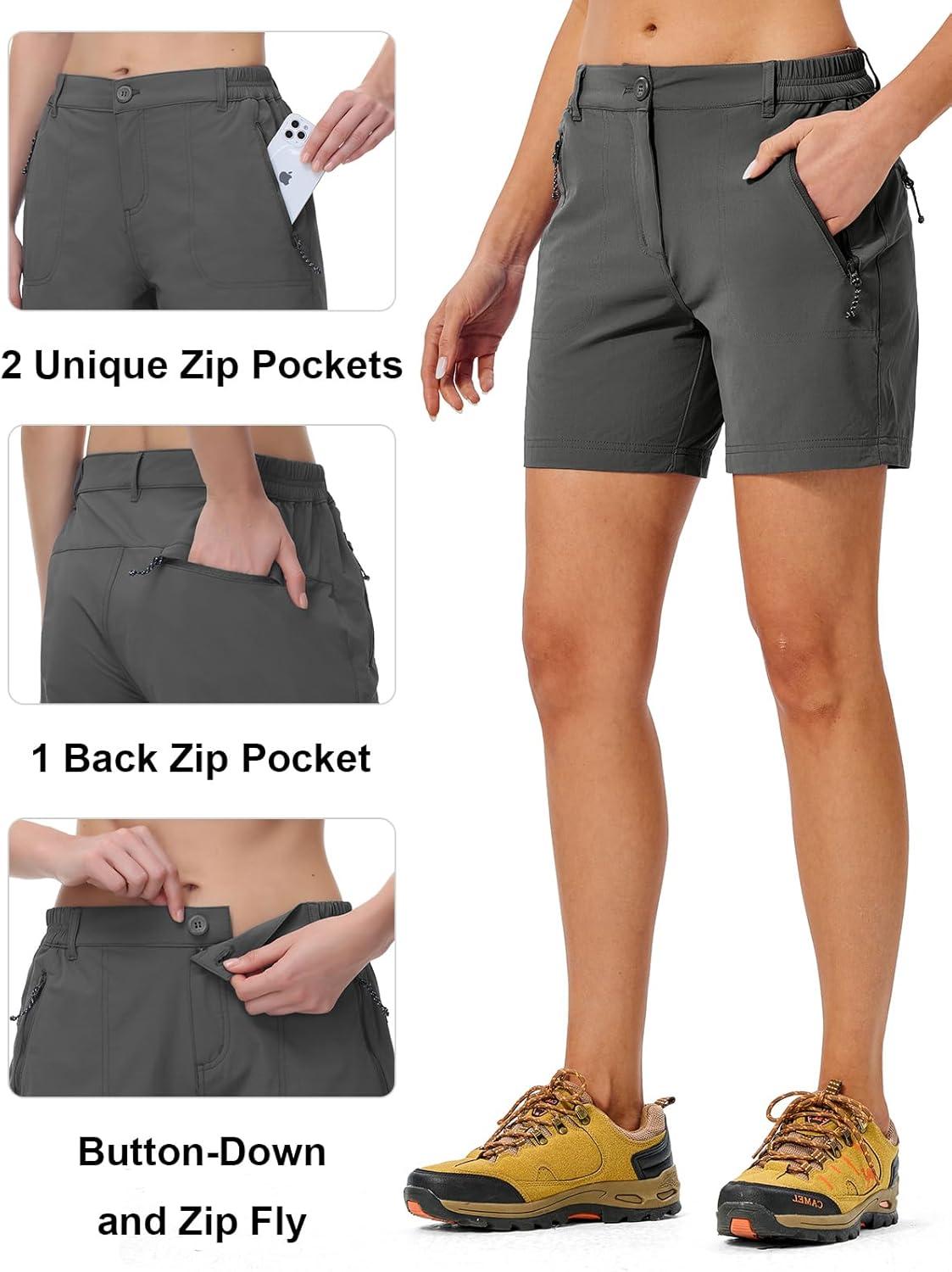imageTBMPOY Womens 6quot Hiking Cargo Shorts Quick Dry with Pockets Work Golf Short Lightweight Outdoor Active Summer for Women6dark Grey
