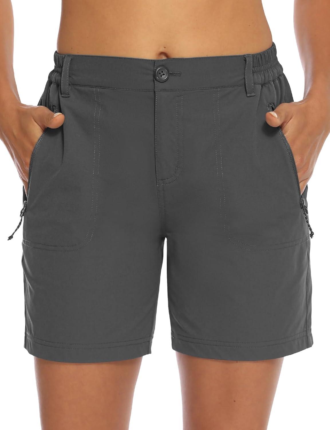 imageTBMPOY Womens 6quot Hiking Cargo Shorts Quick Dry with Pockets Work Golf Short Lightweight Outdoor Active Summer for Women6dark Grey