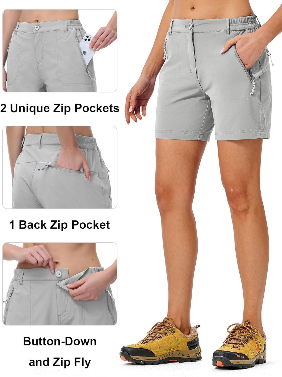 imageTBMPOY Womens 6quot Hiking Cargo Shorts Quick Dry with Pockets Work Golf Short Lightweight Outdoor Active Summer for Women6light Grey
