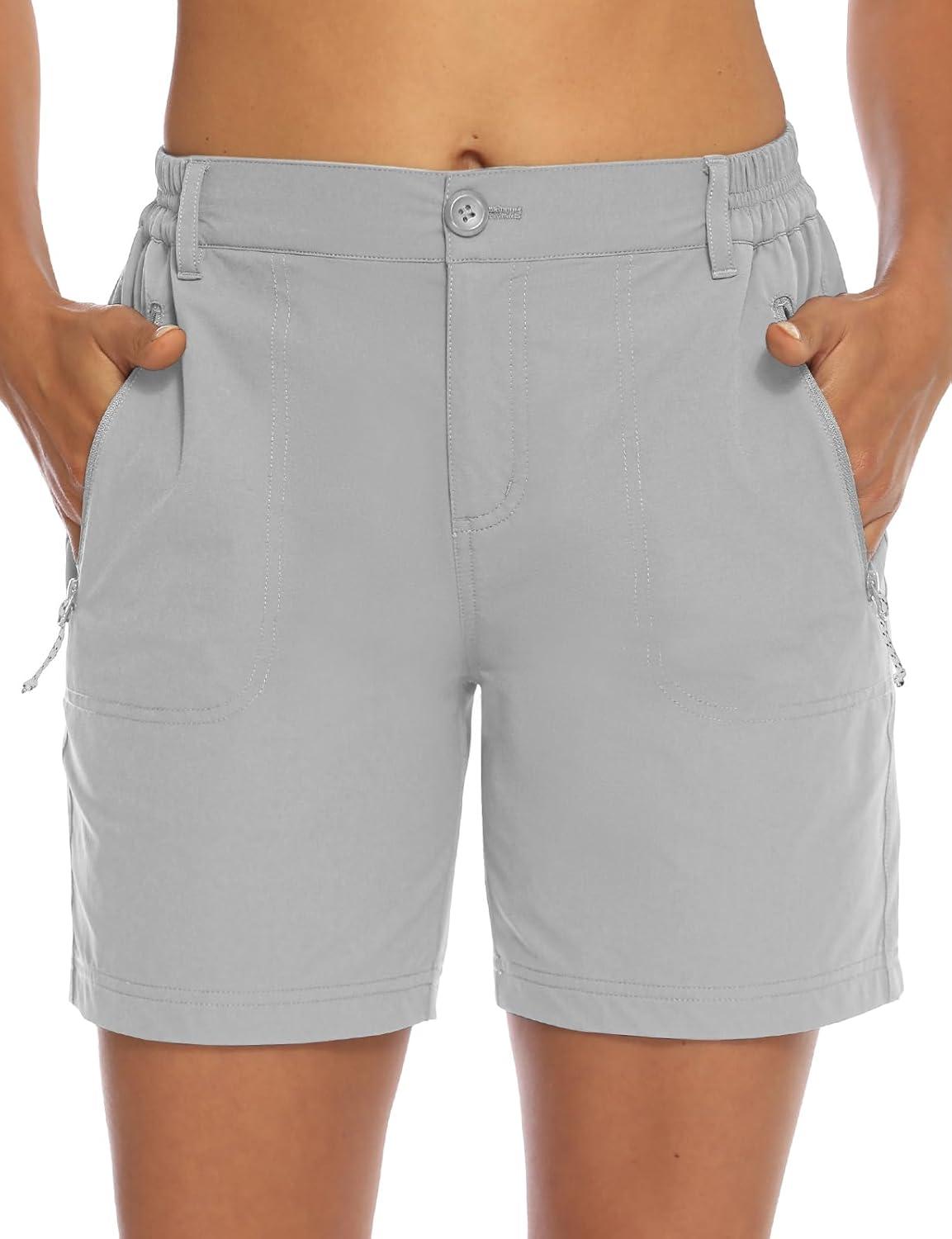 imageTBMPOY Womens 6quot Hiking Cargo Shorts Quick Dry with Pockets Work Golf Short Lightweight Outdoor Active Summer for Women6light Grey