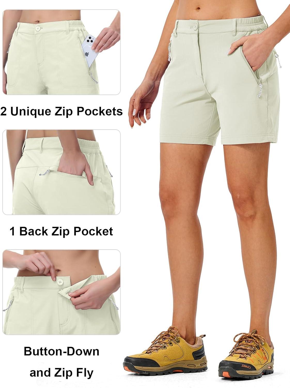imageTBMPOY Womens 6quot Hiking Cargo Shorts Quick Dry with Pockets Work Golf Short Lightweight Outdoor Active Summer for Women6off White