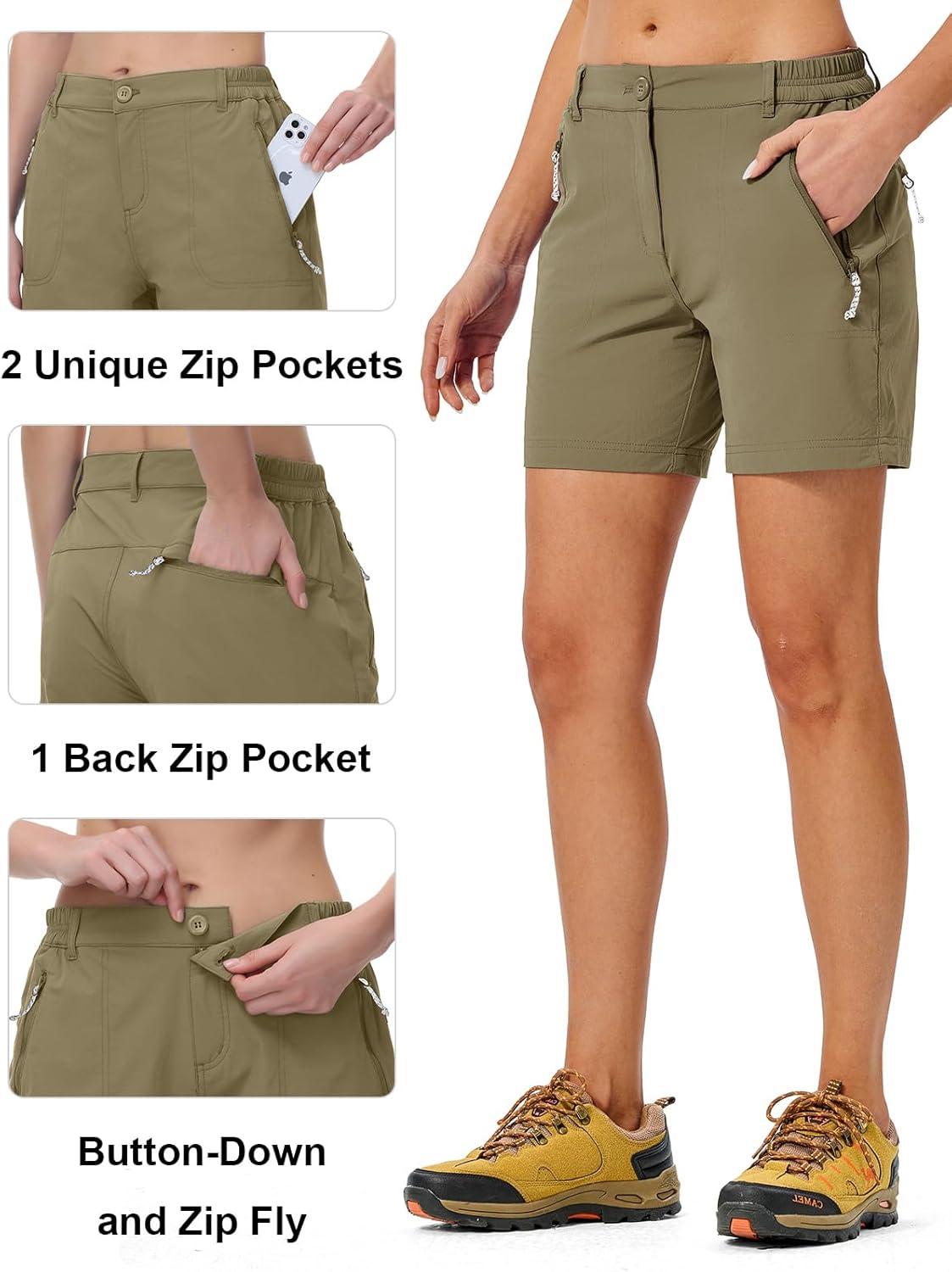 imageTBMPOY Womens 6quot Hiking Cargo Shorts Quick Dry with Pockets Work Golf Short Lightweight Outdoor Active Summer for Women6olive Green