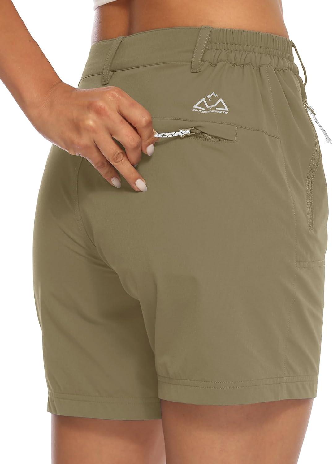 imageTBMPOY Womens 6quot Hiking Cargo Shorts Quick Dry with Pockets Work Golf Short Lightweight Outdoor Active Summer for Women6olive Green