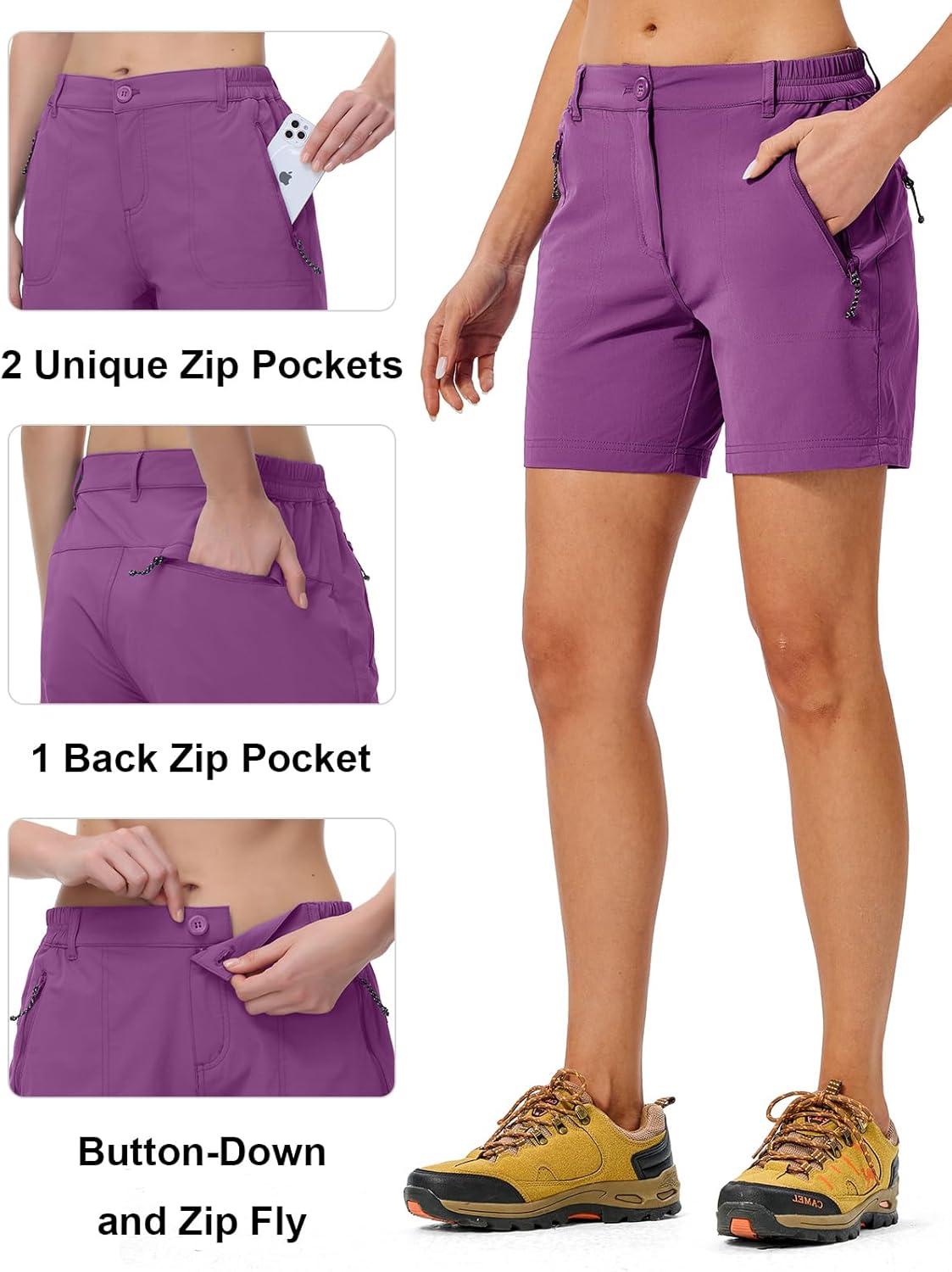 imageTBMPOY Womens 6quot Hiking Cargo Shorts Quick Dry with Pockets Work Golf Short Lightweight Outdoor Active Summer for Women6rose Purple