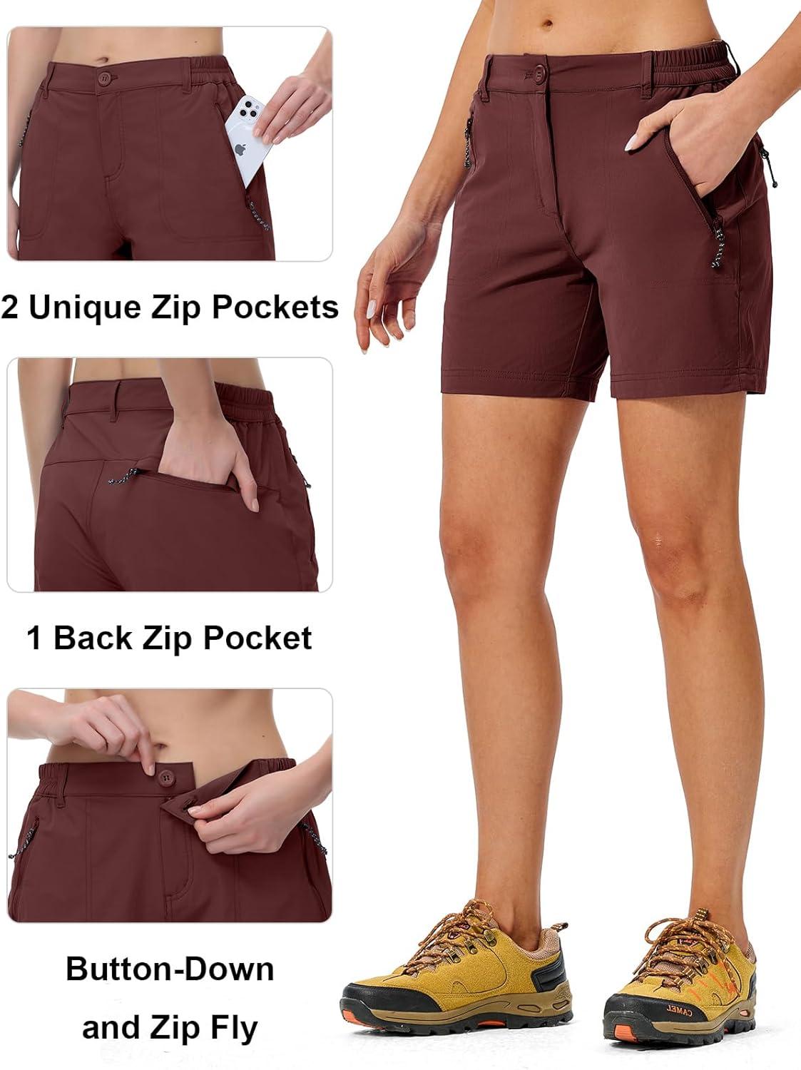 imageTBMPOY Womens 6quot Hiking Cargo Shorts Quick Dry with Pockets Work Golf Short Lightweight Outdoor Active Summer for Women6wine Red
