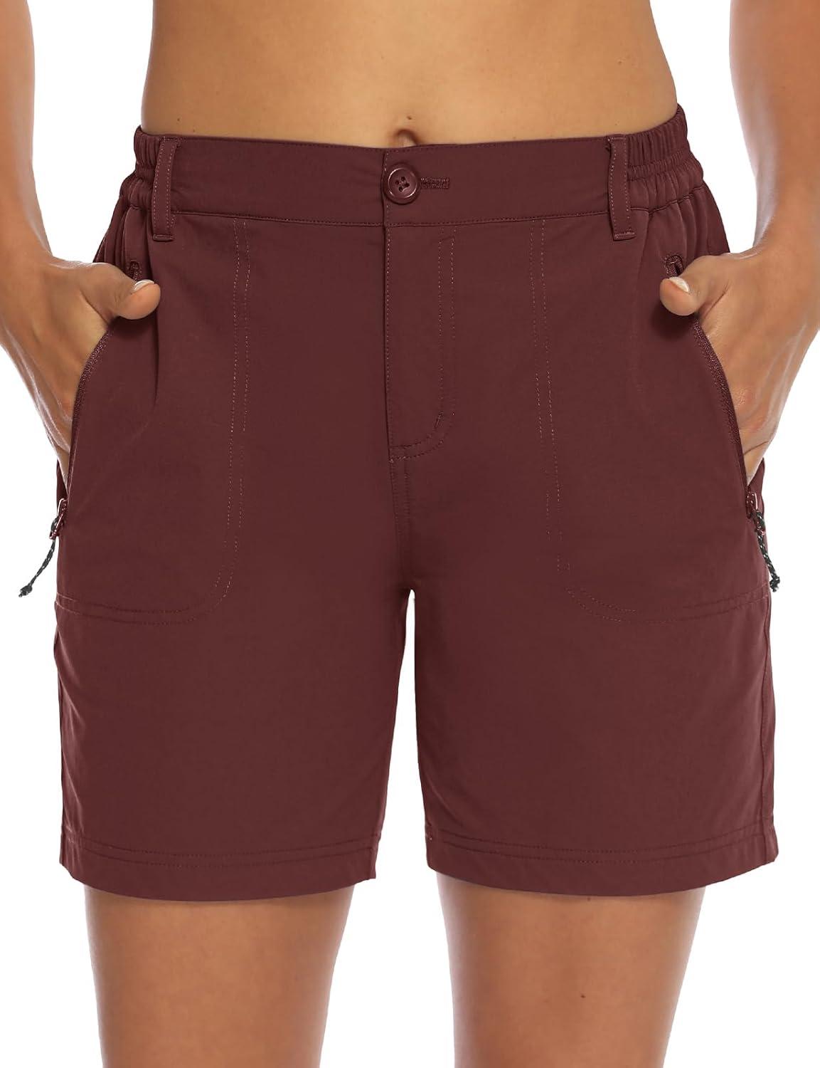 imageTBMPOY Womens 6quot Hiking Cargo Shorts Quick Dry with Pockets Work Golf Short Lightweight Outdoor Active Summer for Women6wine Red