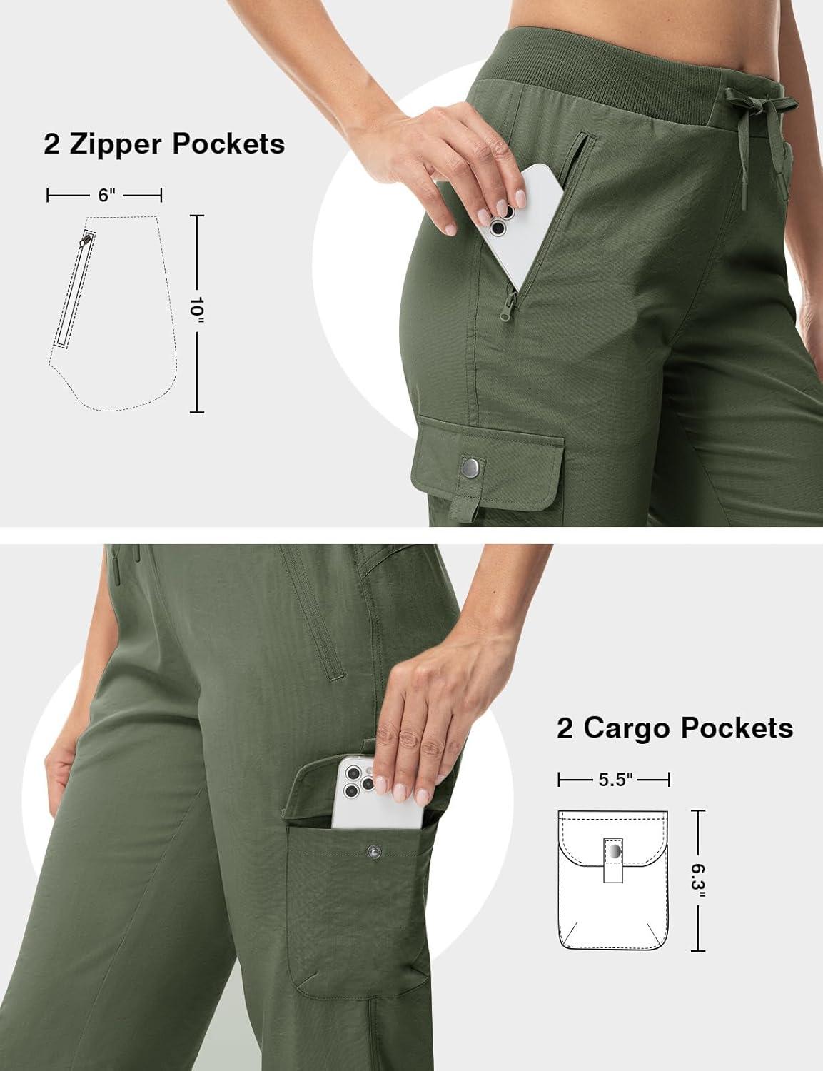 imageTBMPOY Womens Capri Pants Lightweight Quick Dry Hiking Cargo Pockets Casual Water Resistant Travel Cropped CottonArmy Green