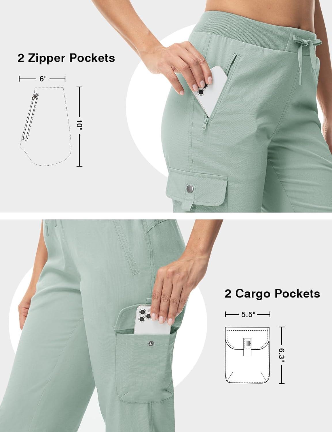 imageTBMPOY Womens Capri Pants Lightweight Quick Dry Hiking Cargo Pockets Casual Water Resistant Travel Cropped CottonBlue