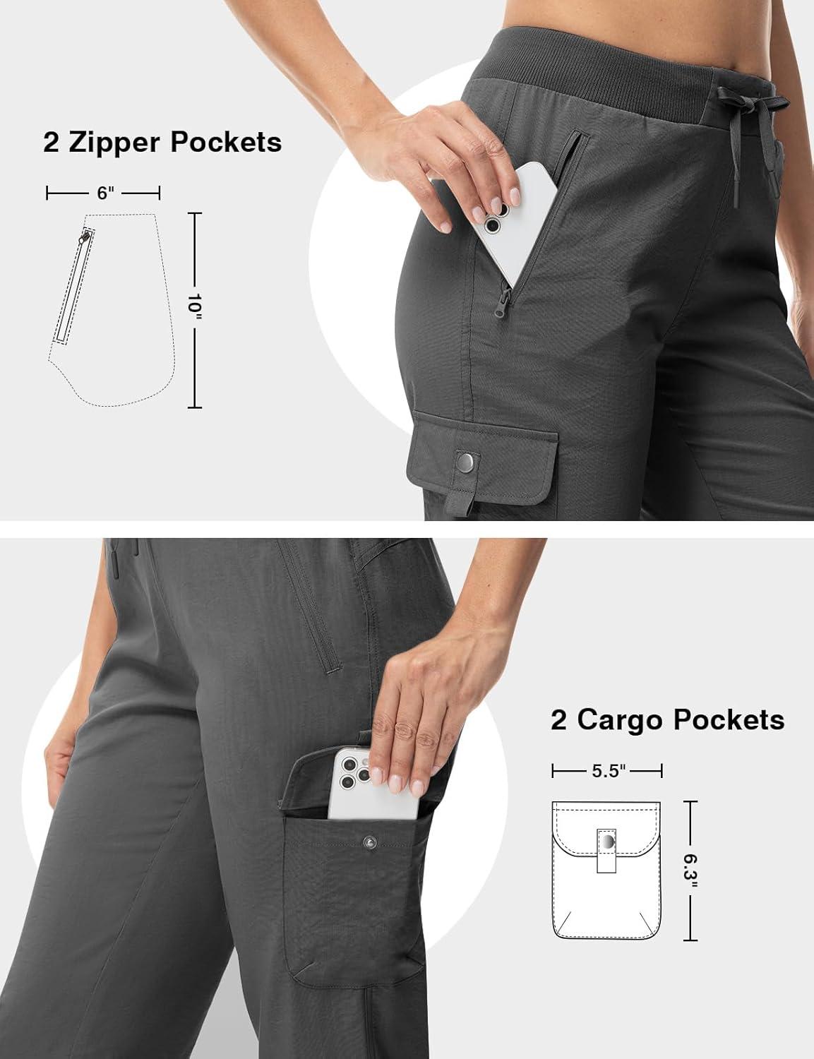 imageTBMPOY Womens Capri Pants Lightweight Quick Dry Hiking Cargo Pockets Casual Water Resistant Travel Cropped CottonDeep Gray