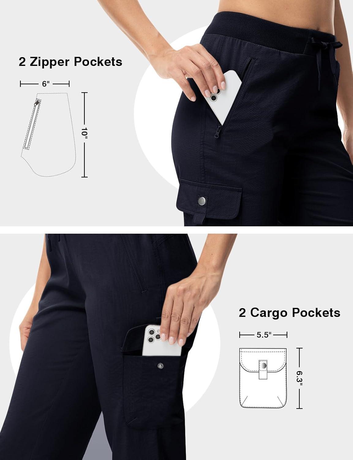 imageTBMPOY Womens Capri Pants Lightweight Quick Dry Hiking Cargo Pockets Casual Water Resistant Travel Cropped CottonNavy Blue