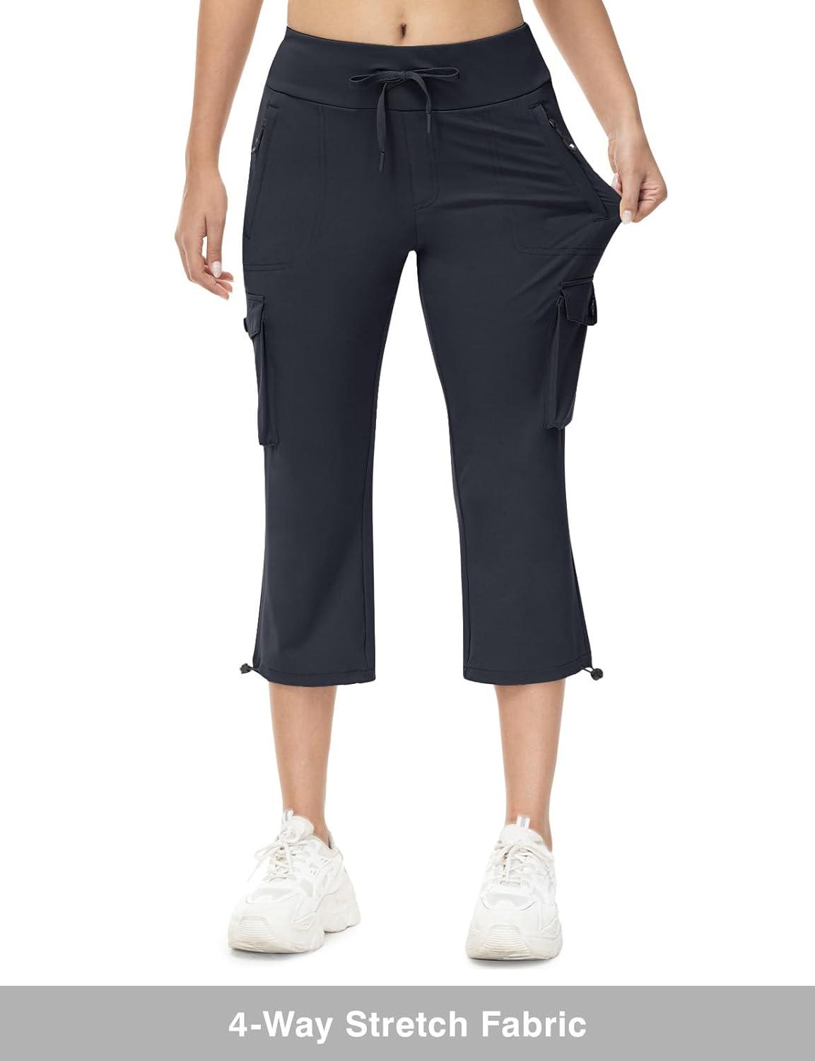 imageTBMPOY Womens Capri Pants Lightweight Quick Dry Hiking Cargo Pockets Casual Water Resistant Travel Cropped CottonNavy Blue1