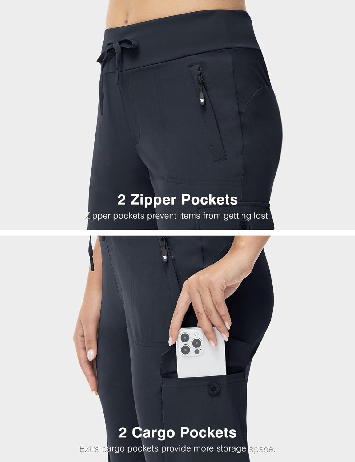 imageTBMPOY Womens Capri Pants Lightweight Quick Dry Hiking Cargo Pockets Casual Water Resistant Travel Cropped CottonNavy Blue1