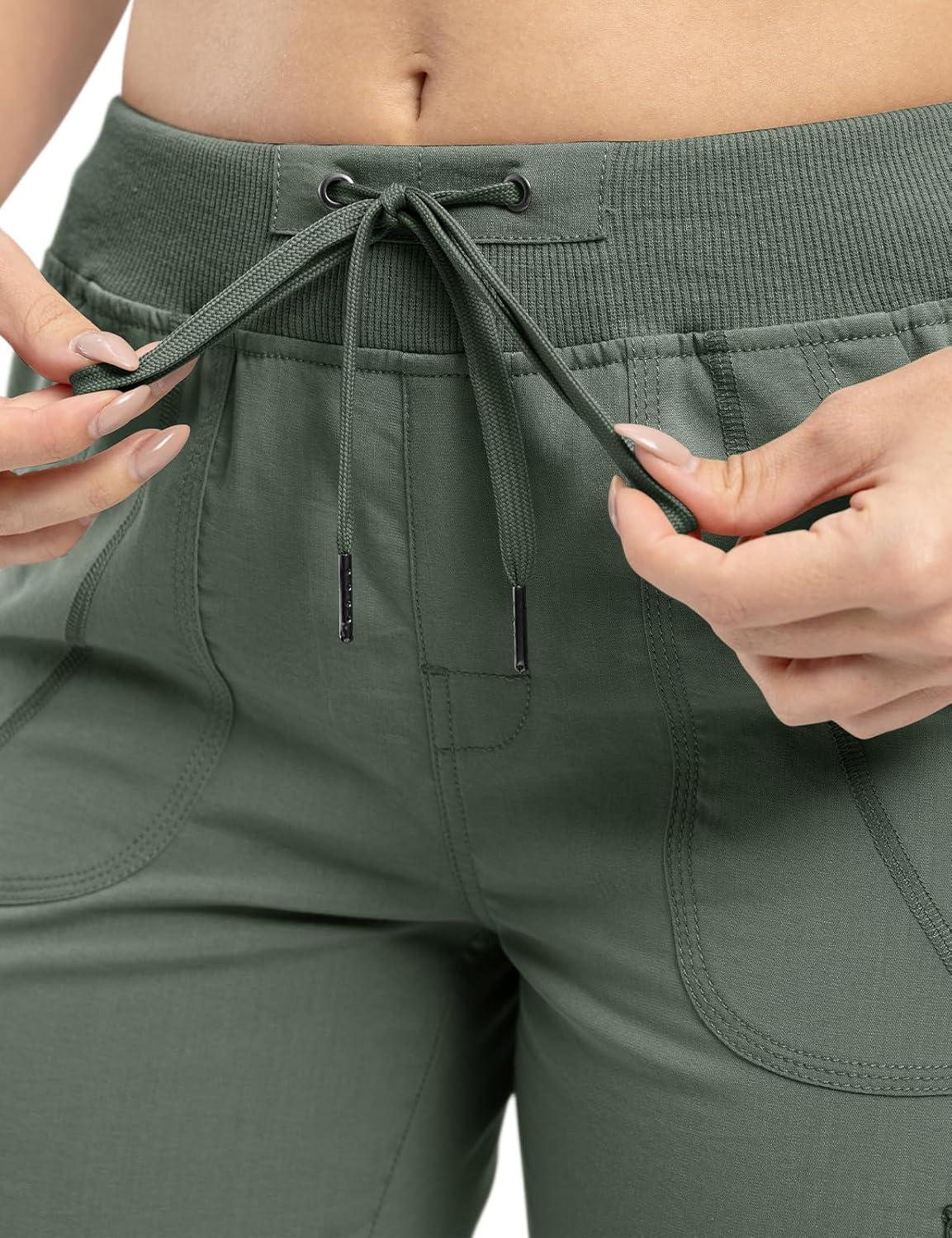 imageTBMPOY Womens Cargo Capris Lightweight Hiking Pants 6 Pockets Quick Dry Casual Outdoor Trip Loose Shorts Cropped CottonArmy Green