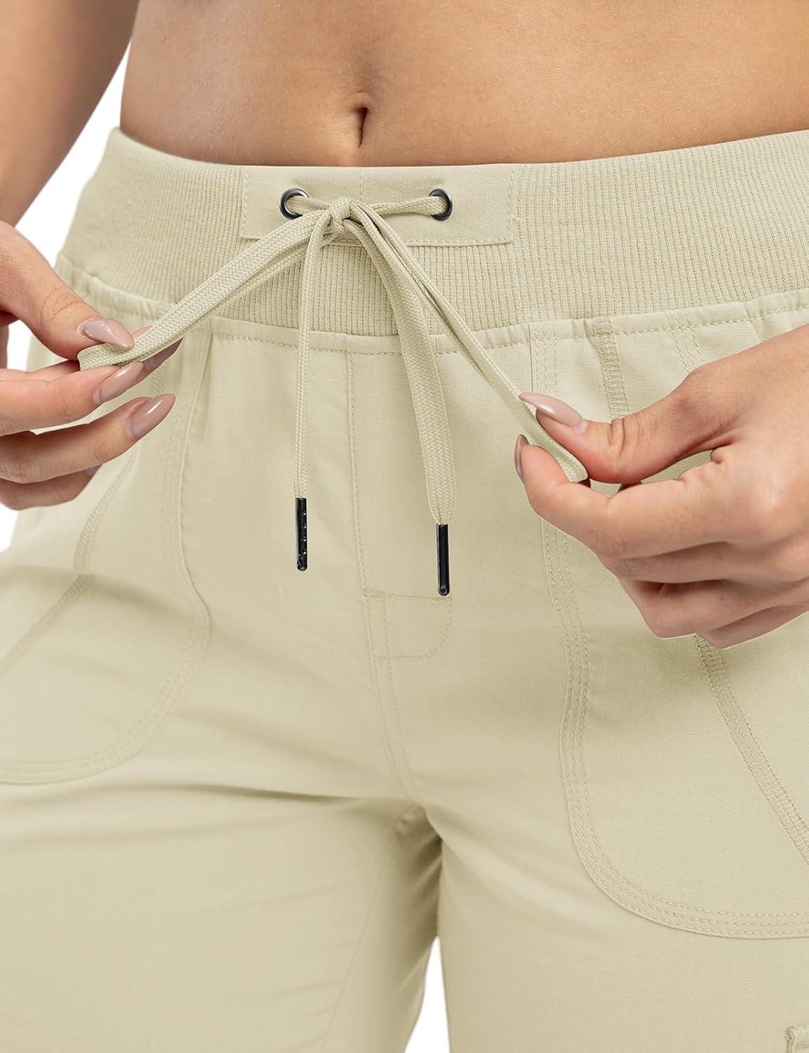 imageTBMPOY Womens Cargo Capris Lightweight Hiking Pants 6 Pockets Quick Dry Casual Outdoor Trip Loose Shorts Cropped CottonBeige
