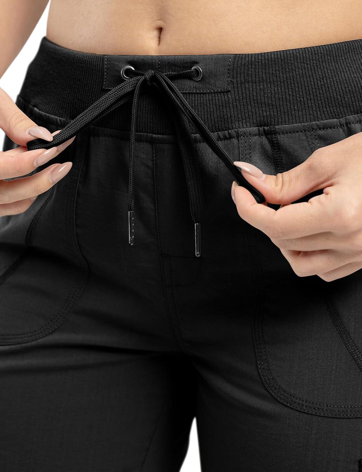 imageTBMPOY Womens Cargo Capris Lightweight Hiking Pants 6 Pockets Quick Dry Casual Outdoor Trip Loose Shorts Cropped CottonBlack