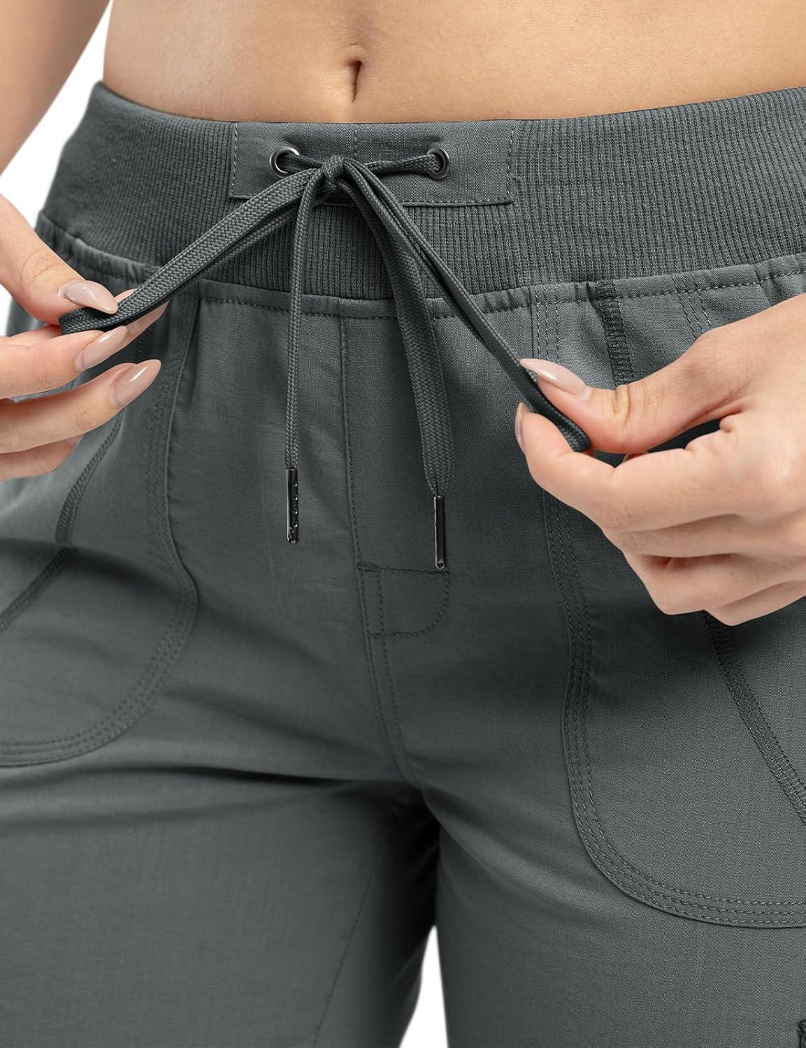 imageTBMPOY Womens Cargo Capris Lightweight Hiking Pants 6 Pockets Quick Dry Casual Outdoor Trip Loose Shorts Cropped CottonDark Grey